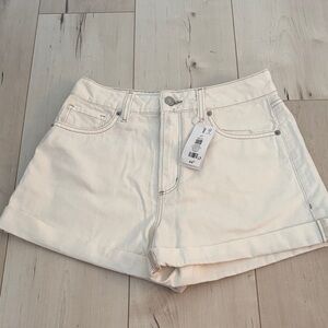 Dynamite White High-Rise Cuffed Denim Shorts